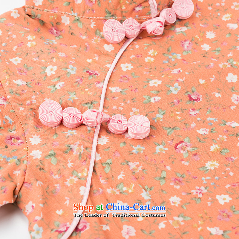 Child Lok Wei spring and autumn) Children Tang dynasty qipao girls 7 cuff dresses pink cotton dress suits your baby retro Chinese 120 girls Lok Wei (tonglehui) , , , shopping on the Internet