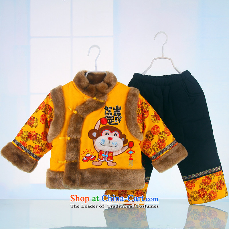 New Year Children Tang dynasty winter clothing boys aged 1-3 goodies baby coat of children's wear jackets with kids baby 7273 Yellow 110