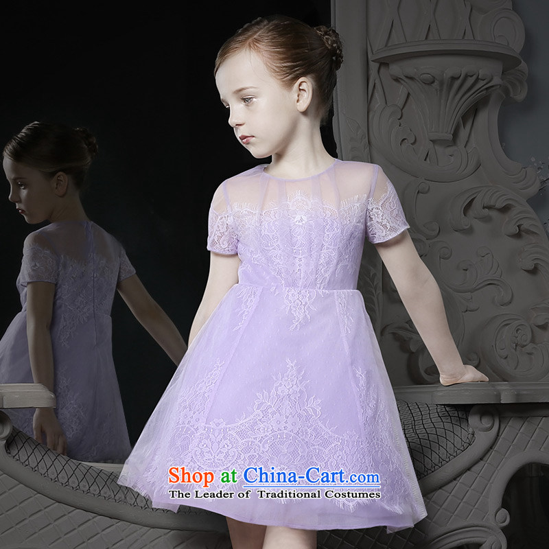 Love of Ko Yo?2015 Summer new Children's dress girls princess skirt bon bon skirt girls lace dresses Light Violet?130