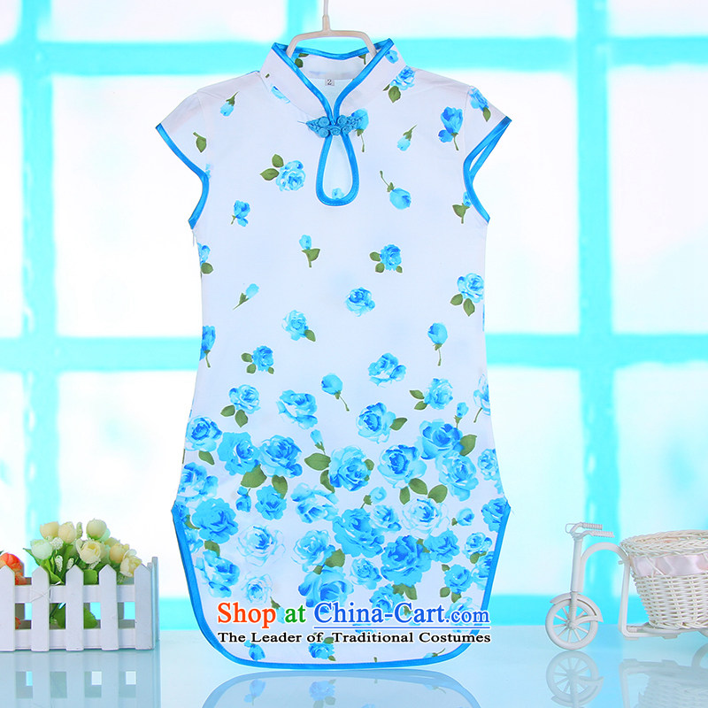 Bunnies Dordoi girls cotton linen ink butterfly cheongsam dress Clothes Summer 2015 Children baby national qipao porcelain blue 120 Bunnies Dodo xiaotuduoduo) , , , shopping on the Internet
