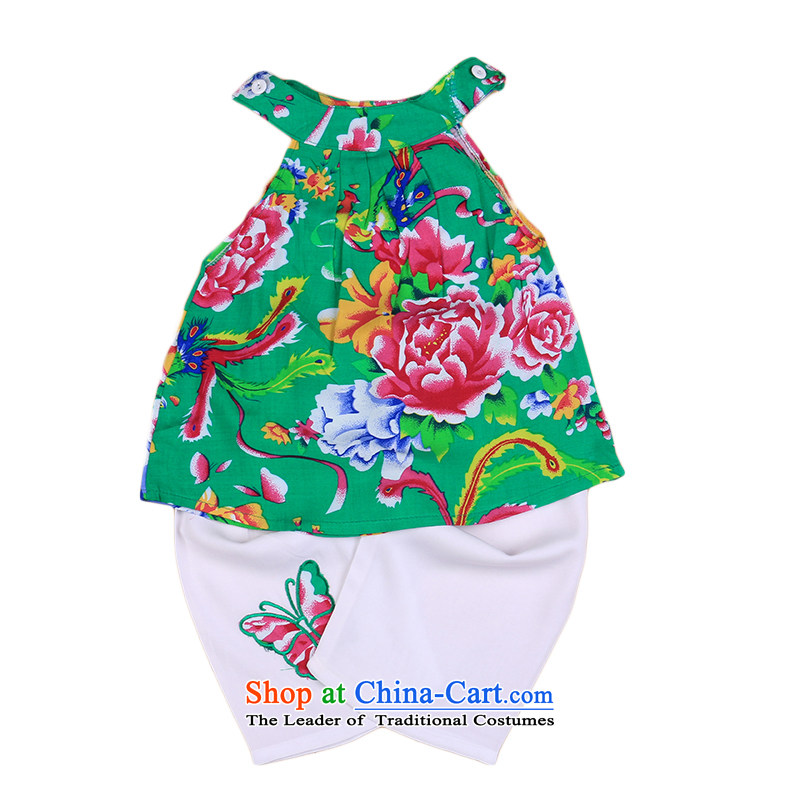 Bunnies Dordoi female children of ethnic Tang Dynasty Package Summer Children silk and cotton CAMI Kit Dance Performance Services Homewear Green?110