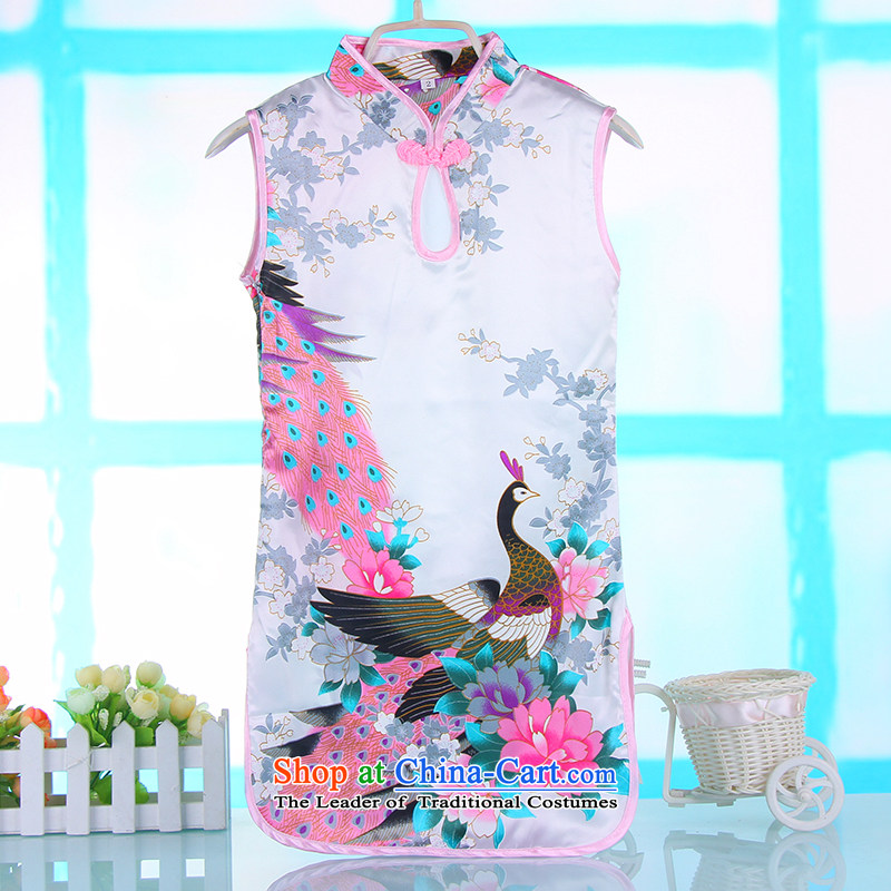 M-ki of Summer Children tulles qipao lovely water droplets on-Chip for Peacock Tang dynasty girls will dress skirt 4691A White?140
