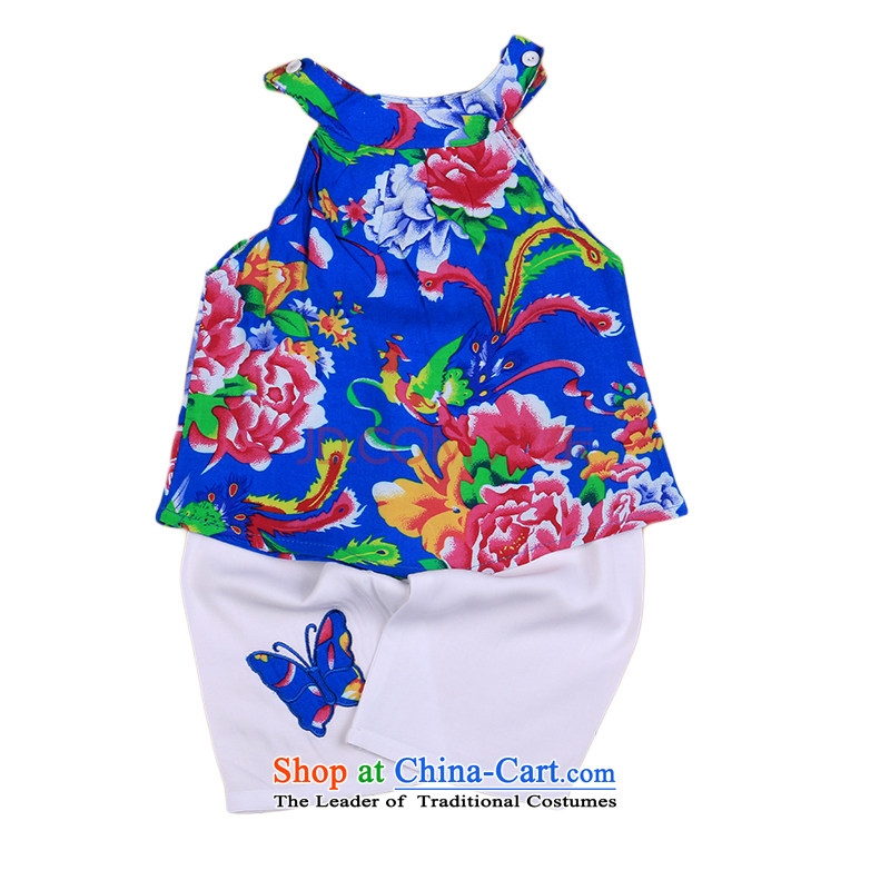 Bunnies Dordoi female children of ethnic Tang Dynasty Package Summer Children silk and cotton CAMI Kit Dance Performance Services Homewear Blue 110 Bunnies Dodo xiaotuduoduo) , , , shopping on the Internet