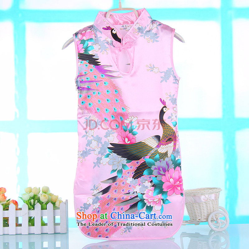 Small and the new summer children a lot of Qipao girls Tang dynasty princess skirt ethnic pure cotton small girls Da Tong Zheng costumes pink?130