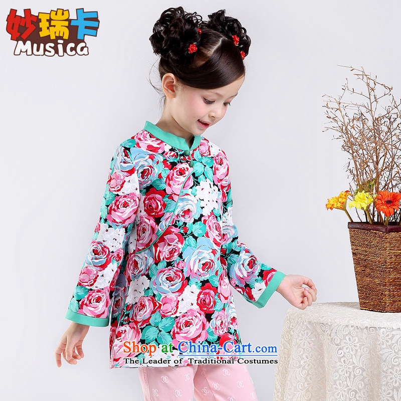 Mya@ children's wear new spring and autumn 2015 Child ethnic shirts CUHK children Tang dynasty girls long-sleeved shirt Dan Ching Fu Yung 140 qipao Miu sui Card , , , shopping on the Internet