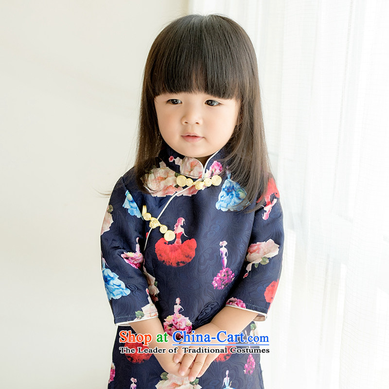 Child Lok Wei spring and autumn) Children Tang dynasty qipao girls 7 cuff dresses big pure cotton jacquard Chinese baby skirt white 100 girls Lok Wei (tonglehui) , , , shopping on the Internet