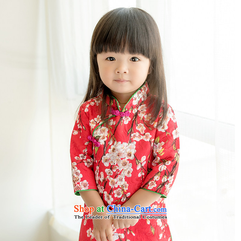 Child Lok Wei spring and autumn) Children Tang dynasty qipao girls 7 cuff dresses in pure cotton jacquard Chinese Baby Blue 110 girls skirt Lok Wei (tonglehui) , , , shopping on the Internet