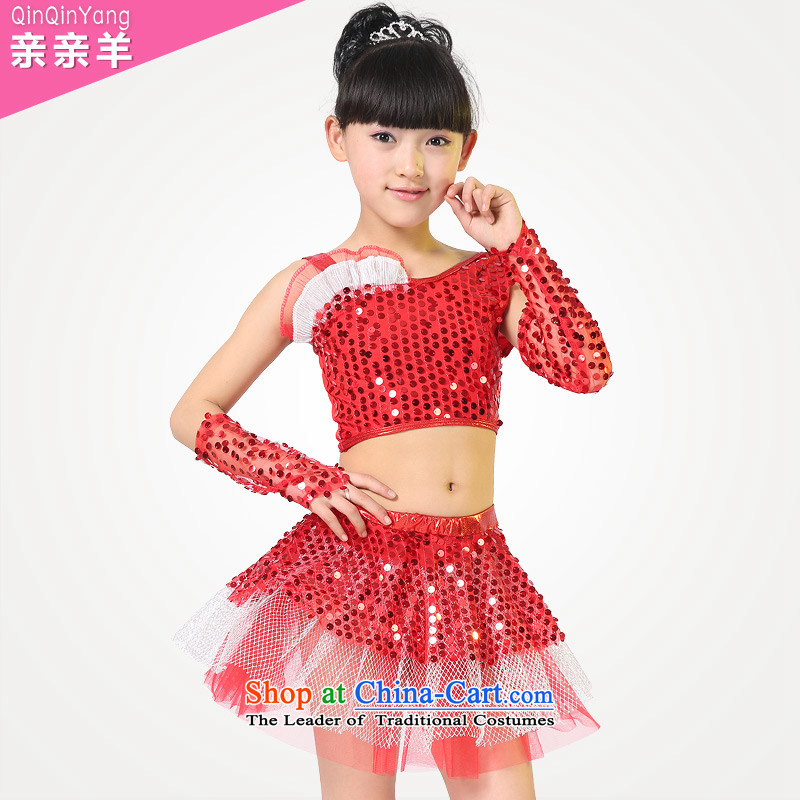 Kiss sheep flagship store children costumes female children dance modern dance Female dress uniform dress that early childhood game costumes and red 150cm, kiss sheep qinqinyang) , , , shopping on the Internet