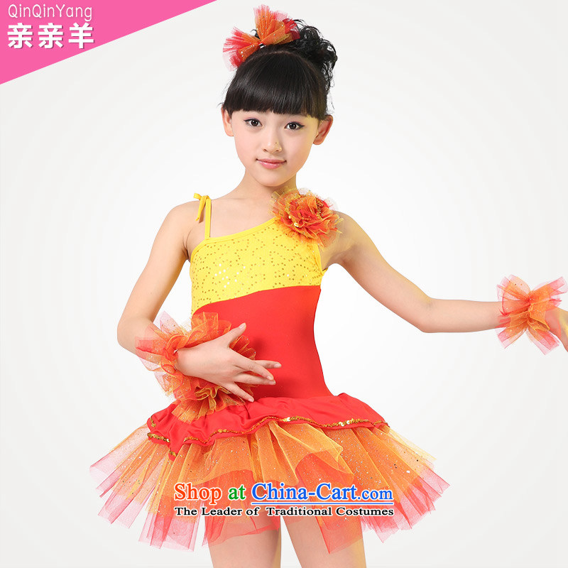 Kiss sheep children costumes girls modern dance dress that early childhood cloak skirt small moderator show services group performances of early childhood services flash red 140cm, stage sheep qinqinyang kiss) , , , shopping on the Internet