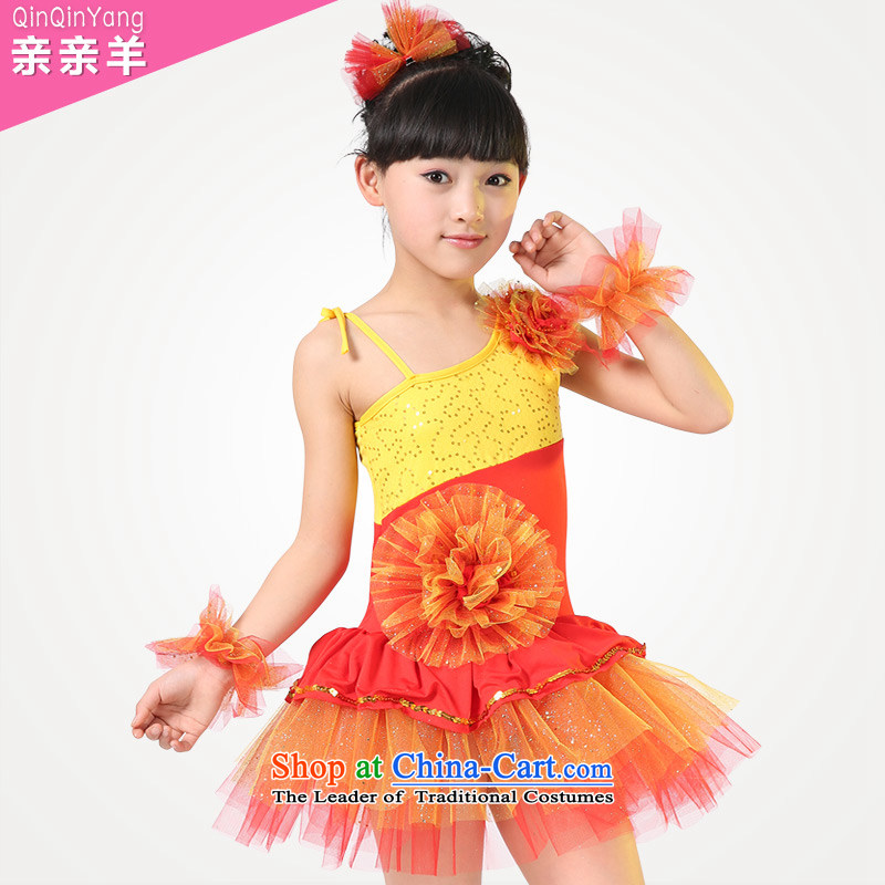 Kiss sheep children costumes girls modern dance dress that early childhood cloak skirt small moderator show services group performances of early childhood services flash red 140cm, stage sheep qinqinyang kiss) , , , shopping on the Internet