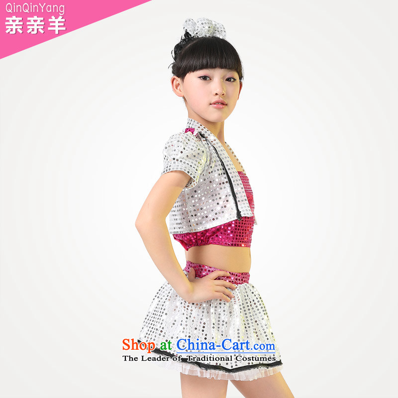 Kiss sheep flagship store celebrate Children's Day jazz dance costumes dance costumes females jazz dance costumes and girls dancing costumes and better 130cm, red sheep qinqinyang kiss) , , , shopping on the Internet
