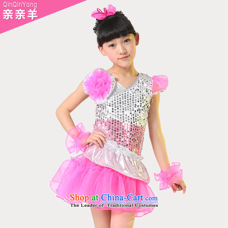 The new children's dance costumes modern dance show girls serving light slice child care services for children dance performances clothing costumes of competition red 150cm, kiss sheep qinqinyang) , , , shopping on the Internet