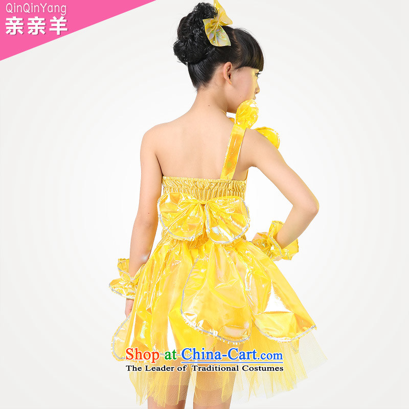 Celebrate Children's Day 2015 costumes girl children modern dance costumes dance performance dress that early childhood game girls wearing costumes and yellow 150cm, kiss sheep qinqinyang) , , , shopping on the Internet