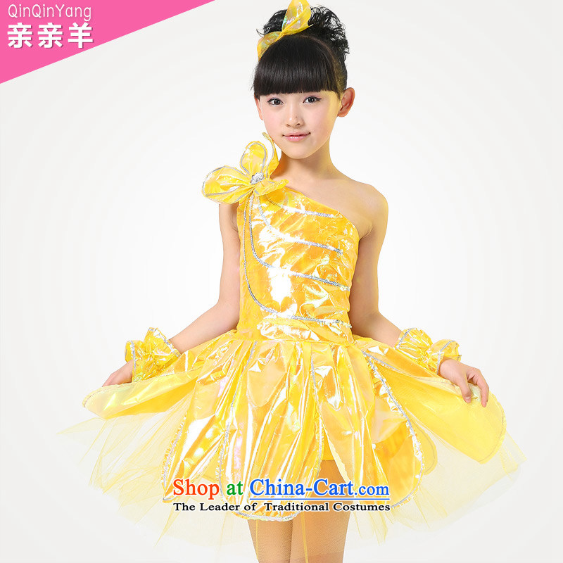 Celebrate Children's Day 2015 costumes girl children modern dance costumes dance performance dress that early childhood game girls wearing costumes and yellow 150cm, kiss sheep qinqinyang) , , , shopping on the Internet