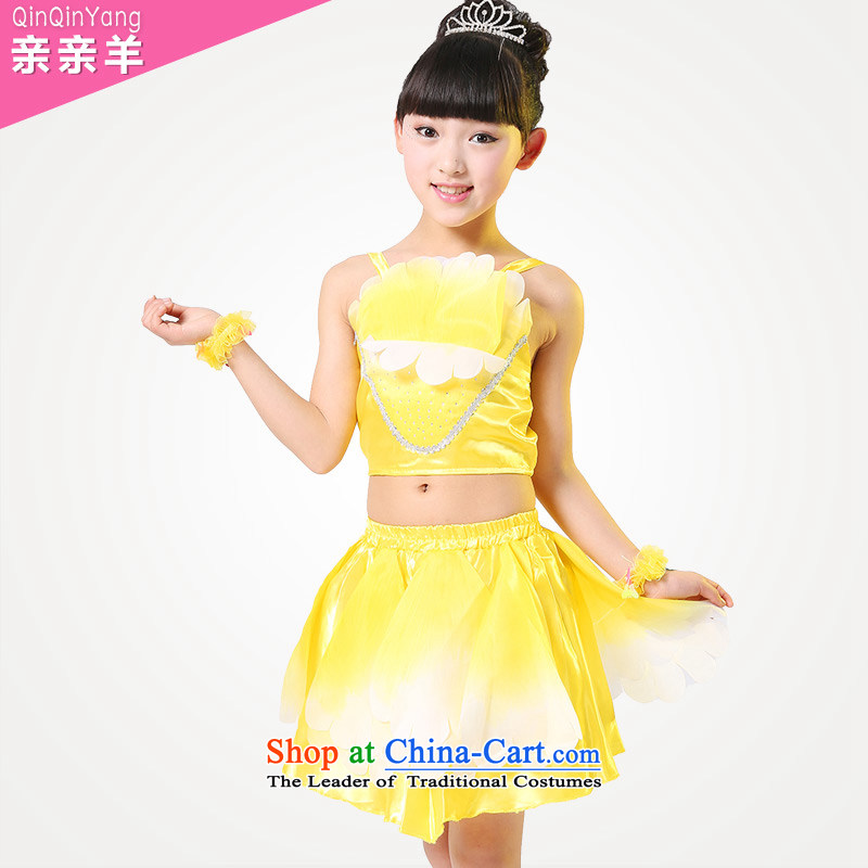 The new section 61 by 2015 children dance skirt girls costumes children dance performances to early childhood dance wearing yellow 150cm, kiss sheep qinqinyang) , , , shopping on the Internet