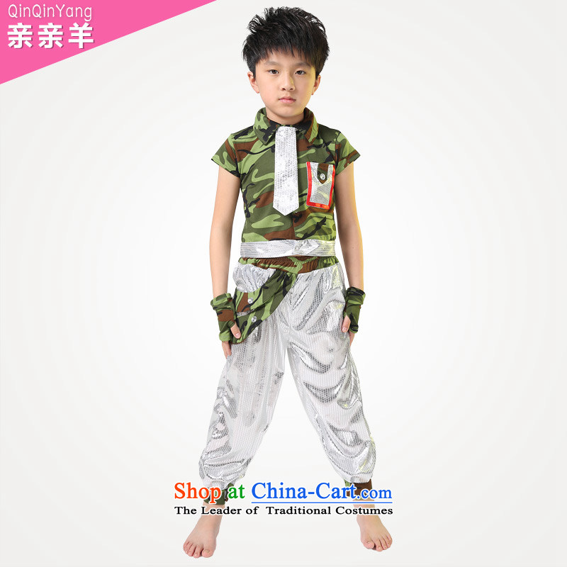 Kiss sheep 20115 children costumes girls camouflage uniforms costumes dance costumes of early childhood and street men and women and men Kit Contest will army green 150cm, kiss sheep qinqinyang) , , , shopping on the Internet