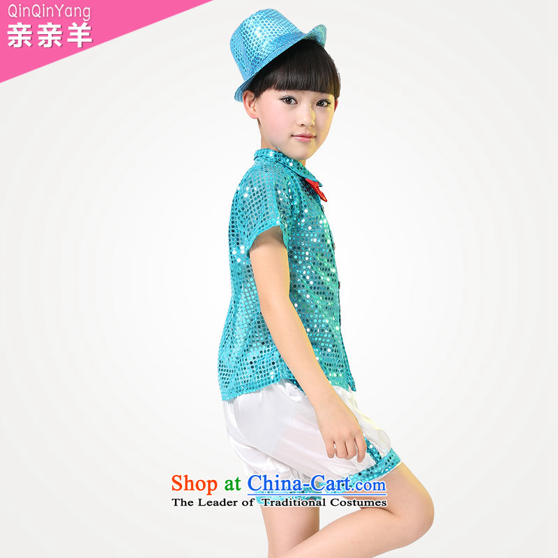 2015 new celebrate Children's Day costumes girl children dance services costumes dance males and clothing will 120cm, blue sheep qinqinyang kiss) , , , shopping on the Internet