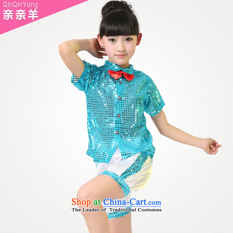 2015 new celebrate Children's Day costumes girl children dance services costumes dance males and clothing will 120cm, blue sheep qinqinyang kiss) , , , shopping on the Internet
