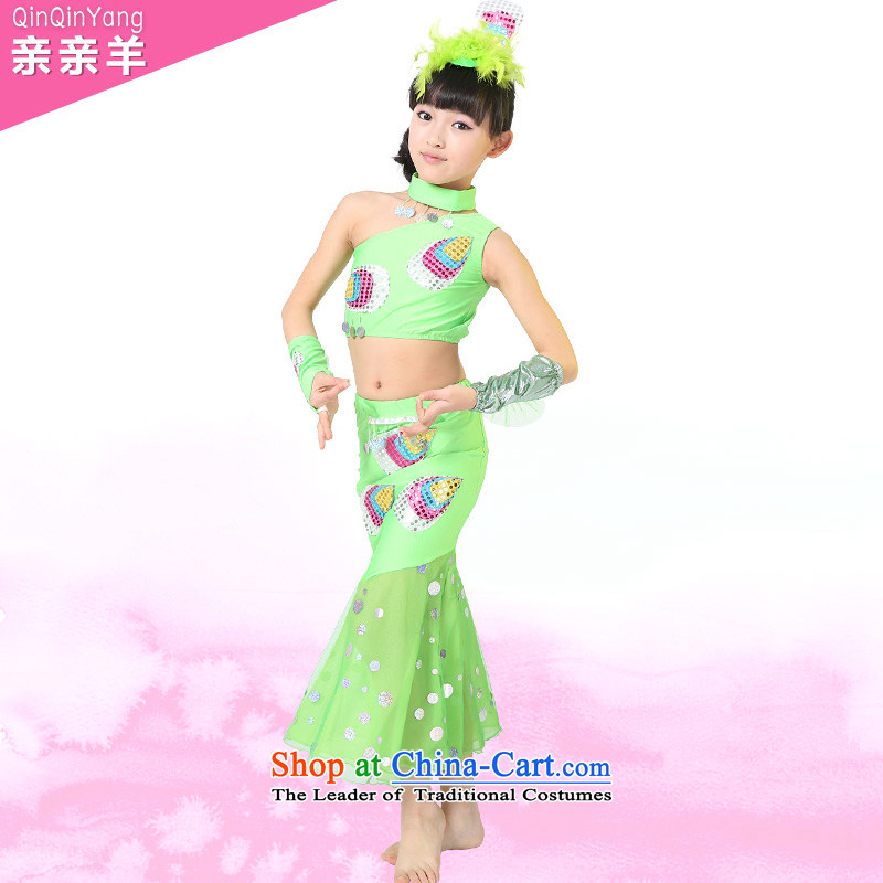 Kiss sheep flagship store children peacock dance festival costumes costumes and on-chip child care services girls dancing Dai game costumes and blue 130cm, kiss sheep qinqinyang) , , , shopping on the Internet