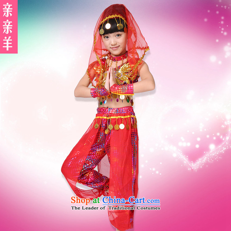 Kiss sheep flagship store new costumes of girl children folk dance show apparel early childhood folk dance show apparel 150cm, red sheep qinqinyang kiss) , , , shopping on the Internet