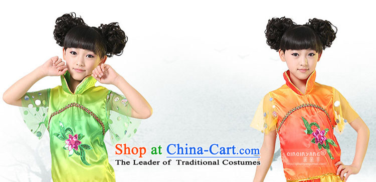 Kiss sheep girl children folk dance wearing costumes dance girls costumes and early childhood name match ethnic dance Yi Girls Fan Dance Yellow 120cm photo, prices, brand platters! The elections are supplied in the national character of distribution, so action, buy now enjoy more preferential! As soon as possible.