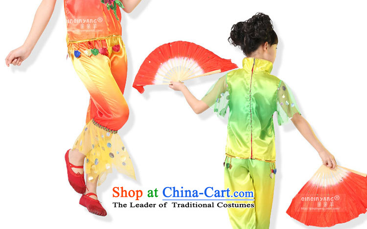 Kiss sheep girl children folk dance wearing costumes dance girls costumes and early childhood name match ethnic dance Yi Girls Fan Dance Yellow 120cm photo, prices, brand platters! The elections are supplied in the national character of distribution, so action, buy now enjoy more preferential! As soon as possible.