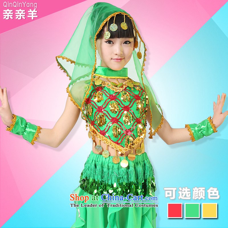 Kiss sheep Children Folk Dance costumes Xinjiang Dance clothing for girls of early childhood services national girls belly dance show services red sheep qinqinyang 120cm, kiss) , , , shopping on the Internet