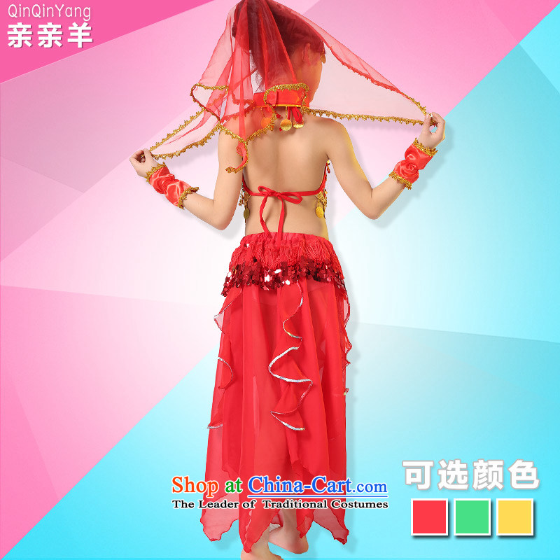 Kiss sheep Children Folk Dance costumes Xinjiang Dance clothing for girls of early childhood services national girls belly dance show services red sheep qinqinyang 120cm, kiss) , , , shopping on the Internet