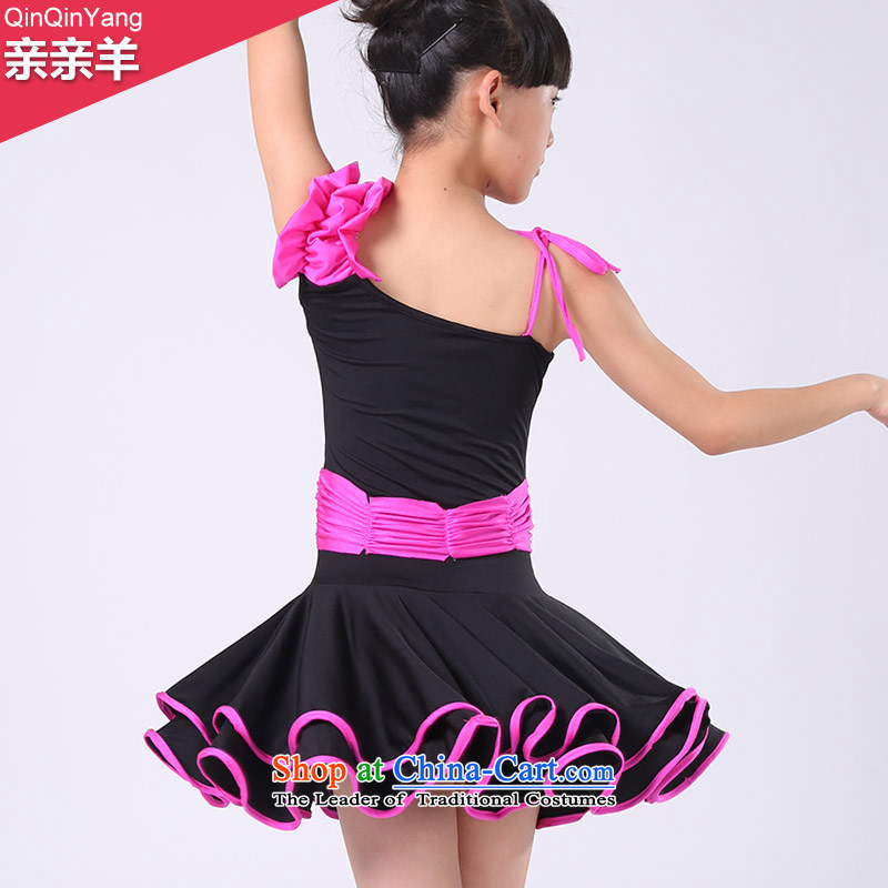 Kiss the sheep new child Latin dance wearing girls Latin dance skirt will practice suits against child care in red 150cm, costumes and I Hate You So (qinqinyang sheep) , , , shopping on the Internet