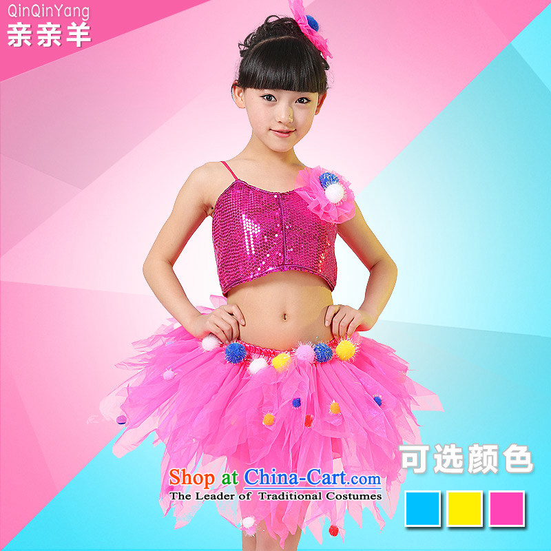 Kiss the sheep new child costumes girls 61 modern dance festival costumes dance performance dress that child care services girls stage competition Kit Yellow 110cm, skirt kiss sheep qinqinyang) , , , shopping on the Internet