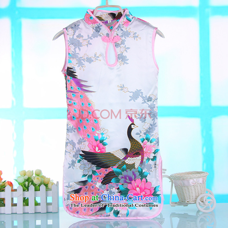 M-children's summer qipao pure cotton small girls Tang Gown cheongsam dress your baby girl children girls cheongsam dress 4691A Princess rose 140 m-ki , , , shopping on the Internet