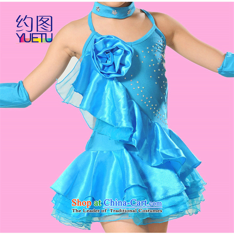 About brands of children's wear under the 2015 New Child Latin dance services for children with Latin dance performances will dress skirt girls yellow 160 (YUETU approximately) , , , shopping on the Internet