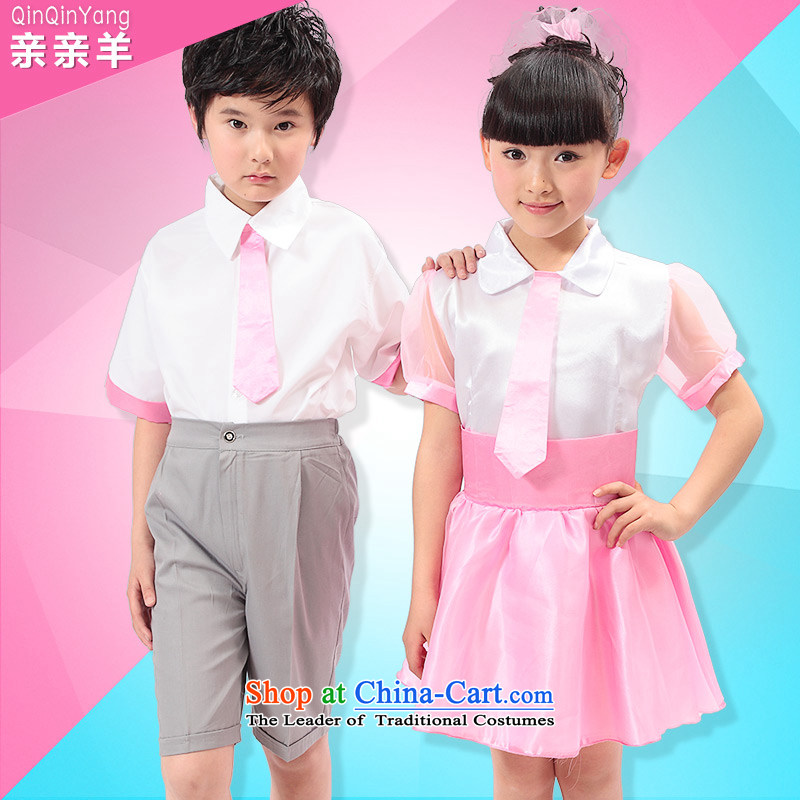 Children's Choral clothing girls will stage a children's game show services chorus of the unified service of synthetic primary clothing red 120cm, kiss sheep qinqinyang) , , , shopping on the Internet