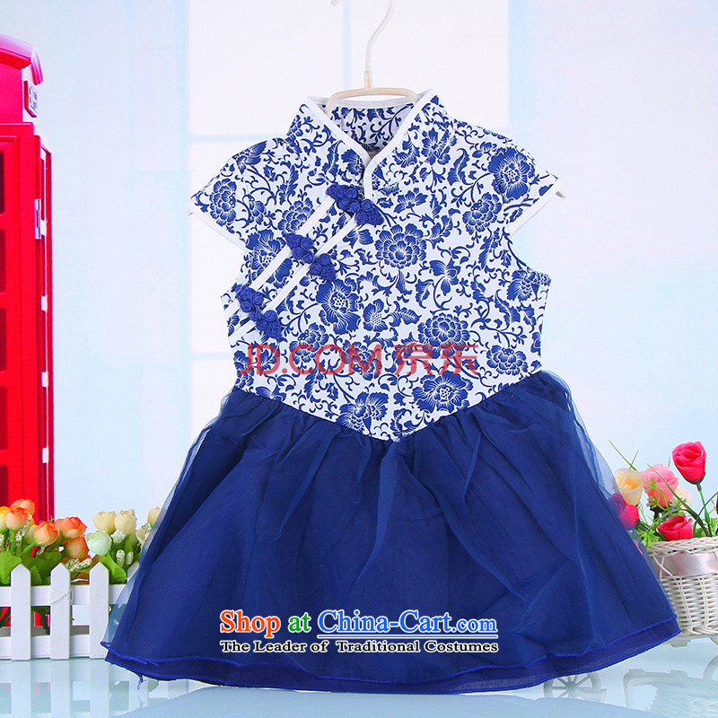 Children qipao girls Tang dynasty princess skirt 61 female babies dance performances to porcelain skirt 4451 100 m-ki blue , , , shopping on the Internet