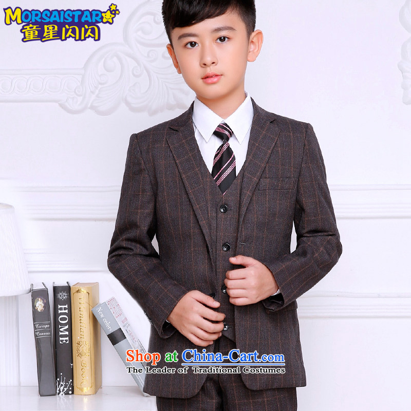 Child star shining boy children suits suits Kit Flower Girls dress suit your baby latticed suit small new brown checkered suit 7 piece of 150, child star shining MORSAISTAR () , , , shopping on the Internet