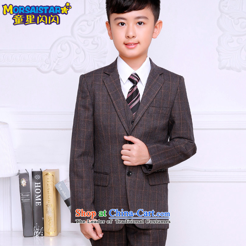 Child star shining boy children suits suits Kit Flower Girls dress suit your baby latticed suit small new brown checkered suit 7 piece of 150, child star shining MORSAISTAR () , , , shopping on the Internet