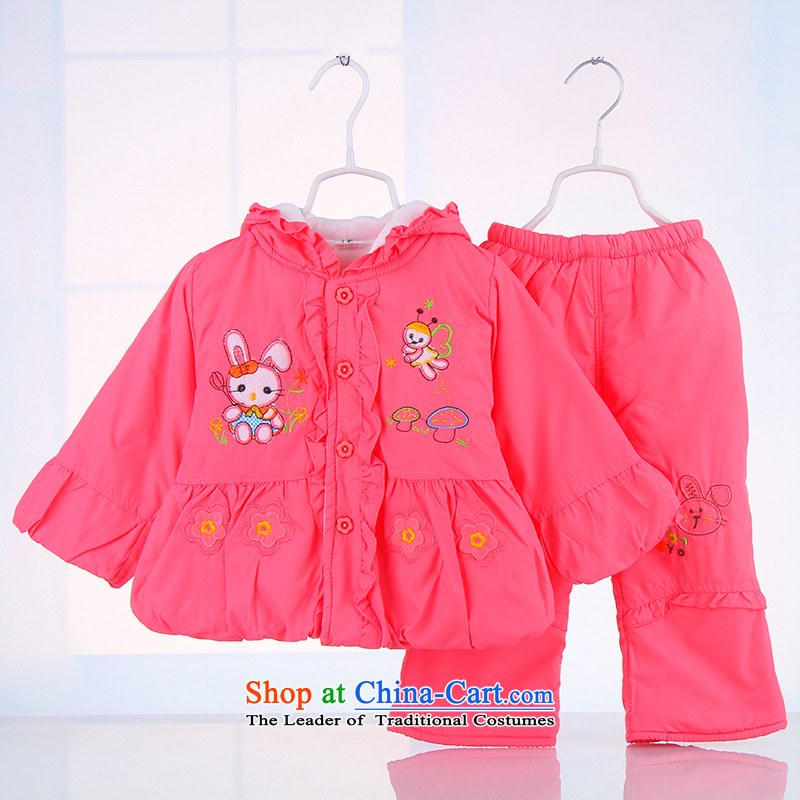 The point and girls Fall_Winter Collections of female babies packaged thin cotton cotton coat two kits out services body skirt Red 90