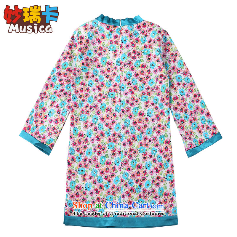 Children qipao girls Tang Dynasty Chinese New Year 2015 Autumn dresses little girl guzheng will long-sleeved fresh daisies 160 Miu@ , , , shopping on the Internet