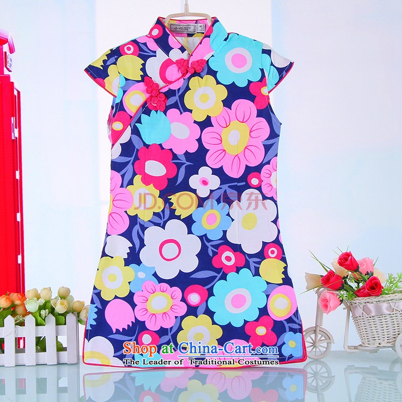 Summer boutique-old baby girl babies cotton blended cloth robes girls aristocratic ocean air Tang dynasty China wind girls 4000 Blue 140 Bunnies Dodo xiaotuduoduo) , , , shopping on the Internet