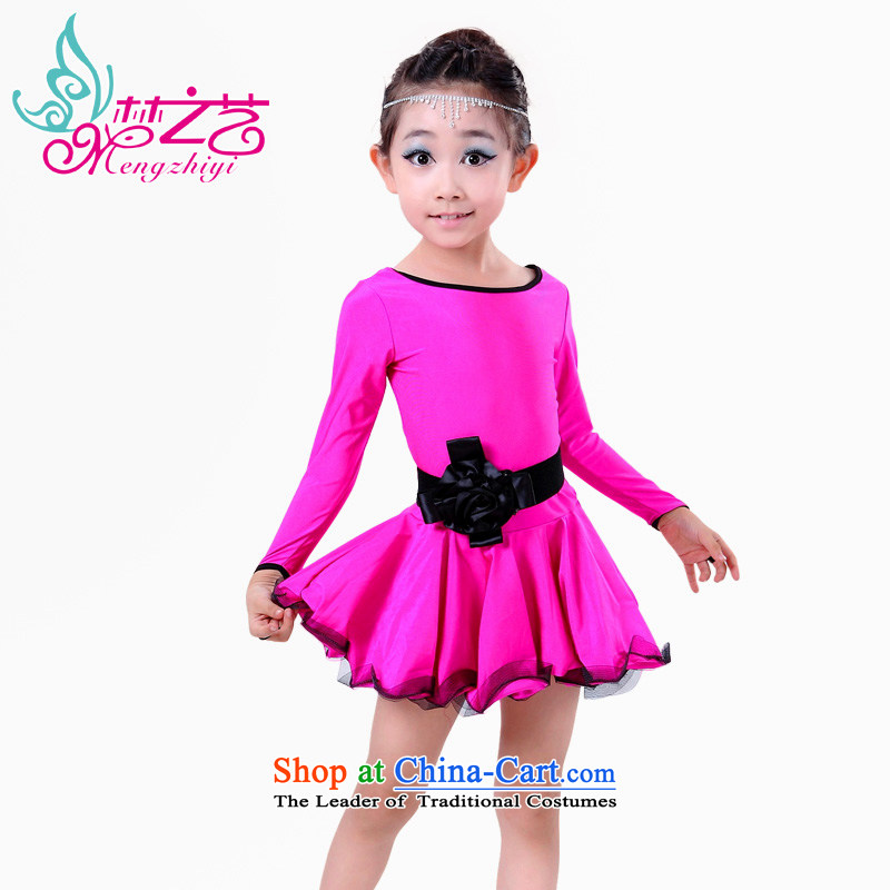  2015 autumn dreams arts new long-sleeved Latin dance skirt girls children serving Latin dance costumes and rose hangtags 130-140cm suitable for 140