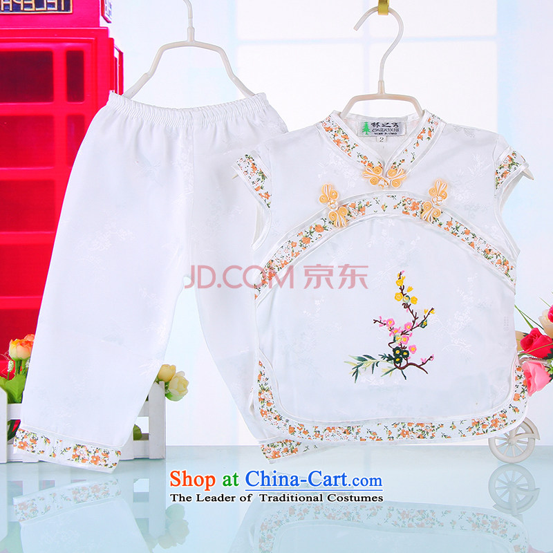 Children's wear girls female babies for summer 2015 qipao children short-sleeve kit girls aged 1-2-3-4 Tang dynasty  4009 White 80 Bunnies Dodo xiaotuduoduo) , , , shopping on the Internet
