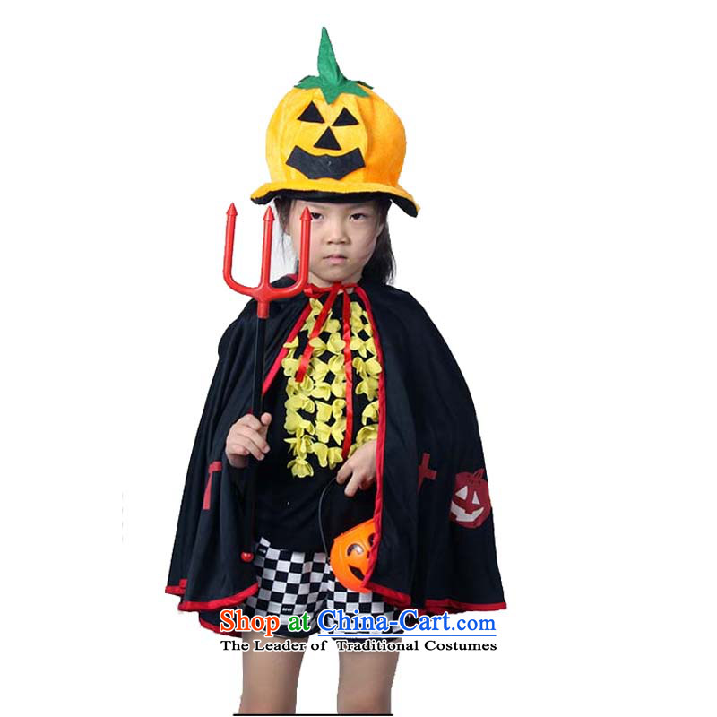 Adjustable leather case package Halloween children's clothing horns demon shawl mantle pumpkin CHILDREN SETS Black Kit