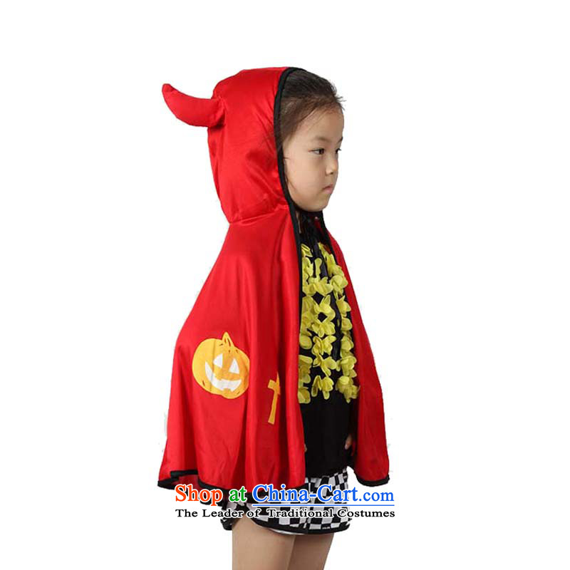 Adjustable leather case package Halloween children's clothing horns demon shawl mantle pumpkin CHILDREN SETS black leather, package has been pressed shopping on the Internet