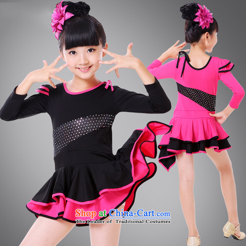 Butterfly Children Latin dance skirt girls Latin exercise clothing cuhk child long-sleeved Latin practitioners and fewer children fall skirt Latin Performance Service Code 140 recommendations black 130cm tall, Butterfly house through shopping on the Inter