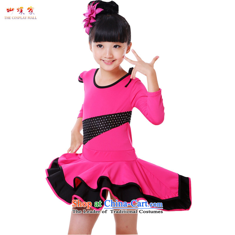 Butterfly Children Latin dance skirt girls Latin exercise clothing cuhk child long-sleeved Latin practitioners and fewer children fall skirt Latin Performance Service Code 140 recommendations black 130cm tall, Butterfly house through shopping on the Inter