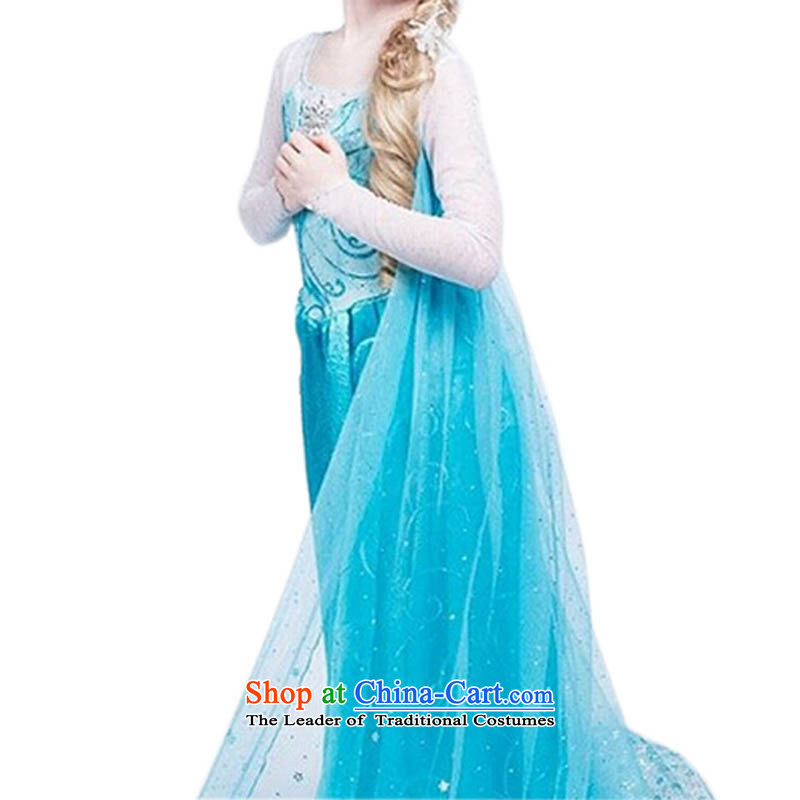 Mrs Ingrid Yeung Mei motherly so Aicha snow and ice princess Qi Yuan skirt Aisha long-sleeved princess dress skirt the skirt of discontinuing the girl will delay) long skirt princess skirt + wig + Crown + magic wand + + necklace + hand gloves chain + 130