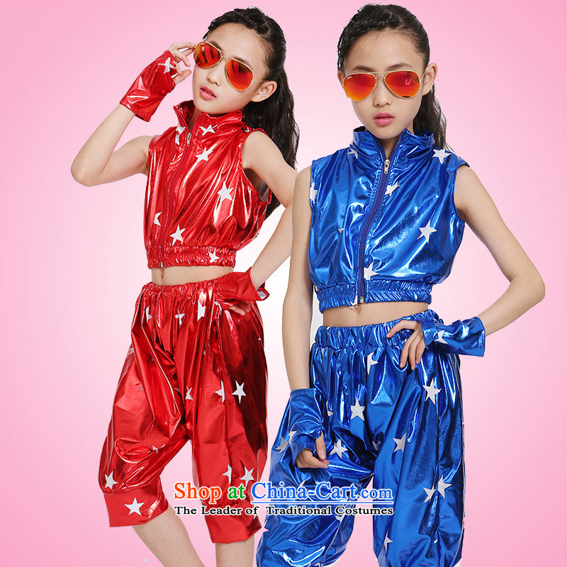 Children jazz dance costumes to boys and girls serving Modern Dance Dance by street children services early childhood stage kit TZ1002-0018 Red 140