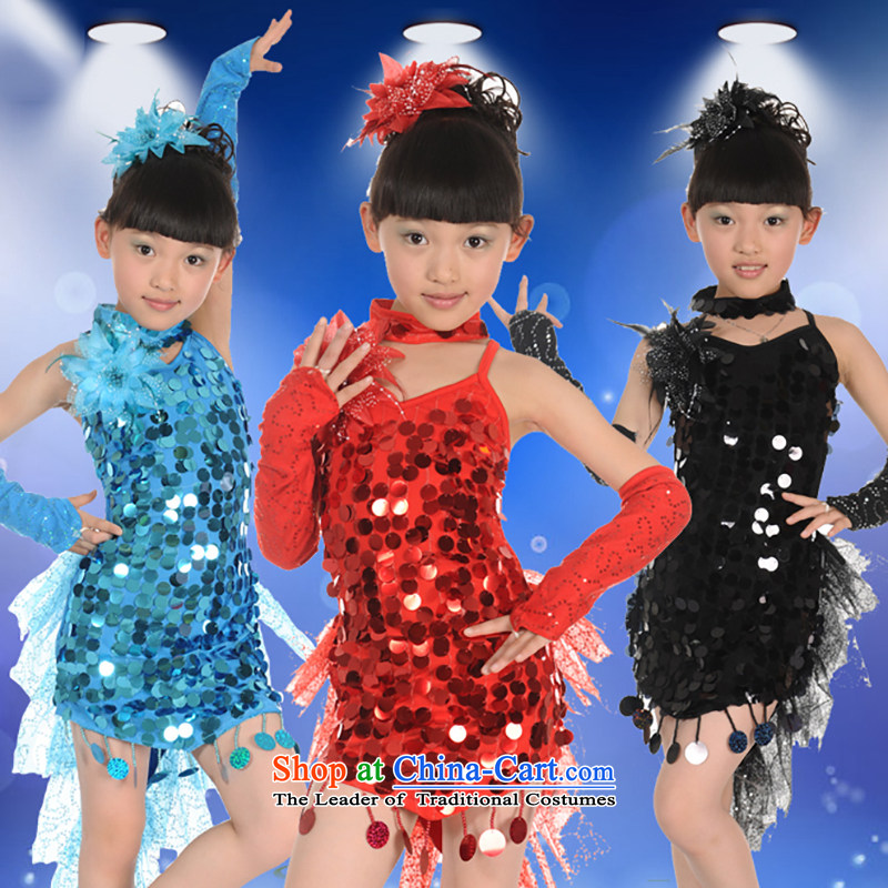  Children TZ1002-0020 Latin dance wearing bright girl chip Latin dance skirt Shao Er Latin dance performances to girls show services 120 1,000 Blue Service Competition Sze qianshiman () , , , shopping on the Internet