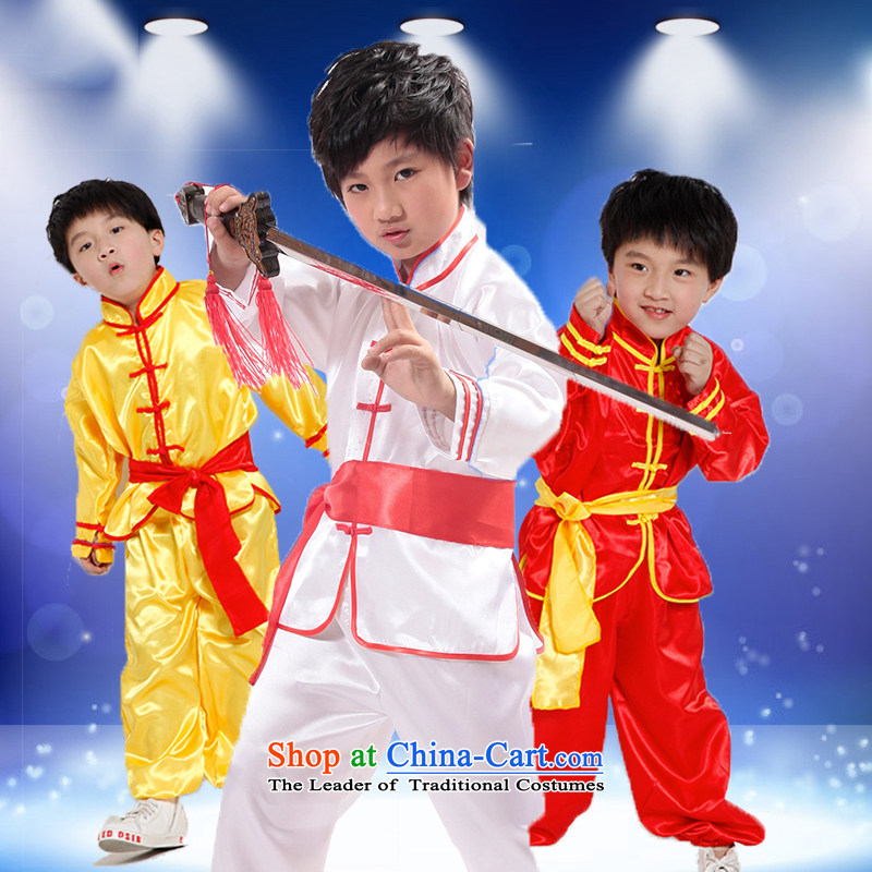 The boy child martial arts performance service kit for children's dance wearing uniforms of Kung Fu Show shirt taijiquan services practice suits TZ1002-0022 yellow 120-130 thousand Sze qianshiman () , , , shopping on the Internet