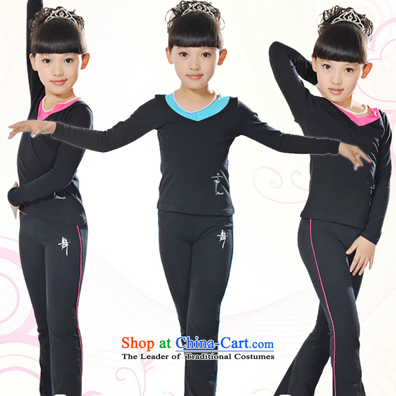 Children Dance services girls autumn and winter long-sleeved Latin services practice suits kit for children's dance wearing red coco TZ1002-0023 Girl _pure cotton lint-free, plus V-Neck_ 140